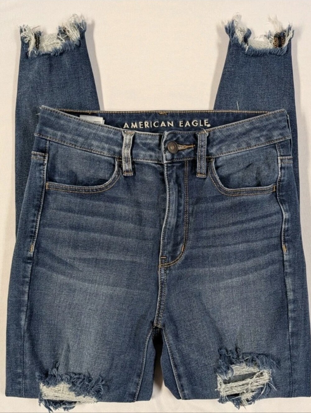 American Eagle Super Hi-Rise Jegging Jeans Womens 2 X-Short Distressed Stretch